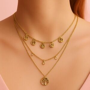 Beginning Boutique Gold Charm Necklace